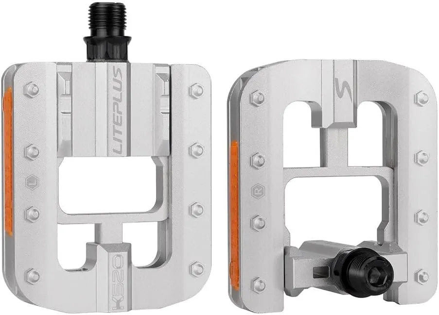 1pair Folding Bike Pedals with Reflective Plate, Aluminum Alloy Bicycle Foldable Pedals, Non-Slip Wide Platform Cycling Pedals for Folding Bike, Road Bike(silver)