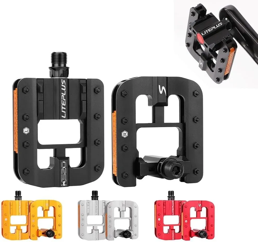 1pair Folding Bike Pedals with Reflective Plate, Aluminum Alloy Bicycle Foldable Pedals, Non-Slip Wide Platform Cycling Pedals for Folding Bike, Road Bike(silver)