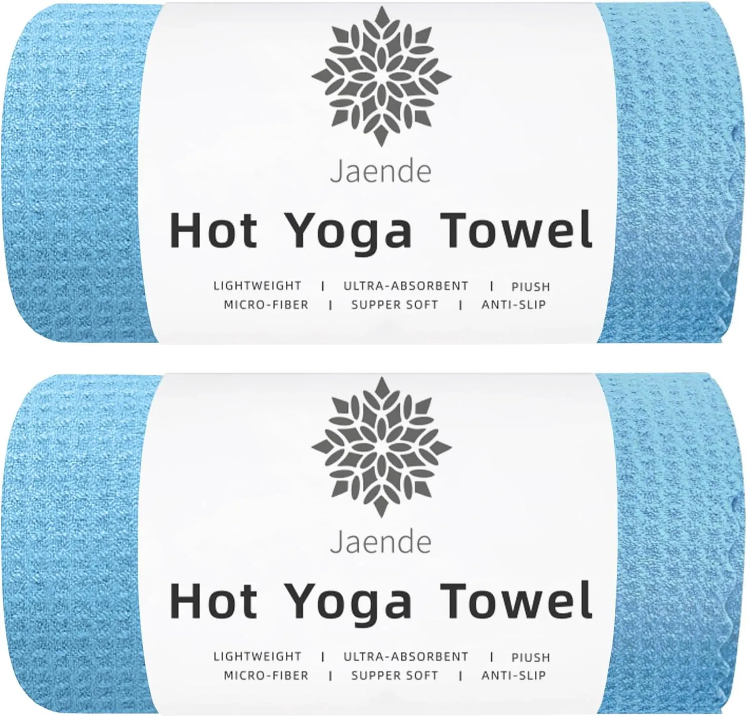 2 Pack Multi-Functional Towels, Portable Foldable Hot Yoga Towels, Lint Free Long Bath Towels, Pilates, Bikram, Yoga Gear——Microfiber, Super Absorbent, Anti-Slip, Injury Free（Blue）