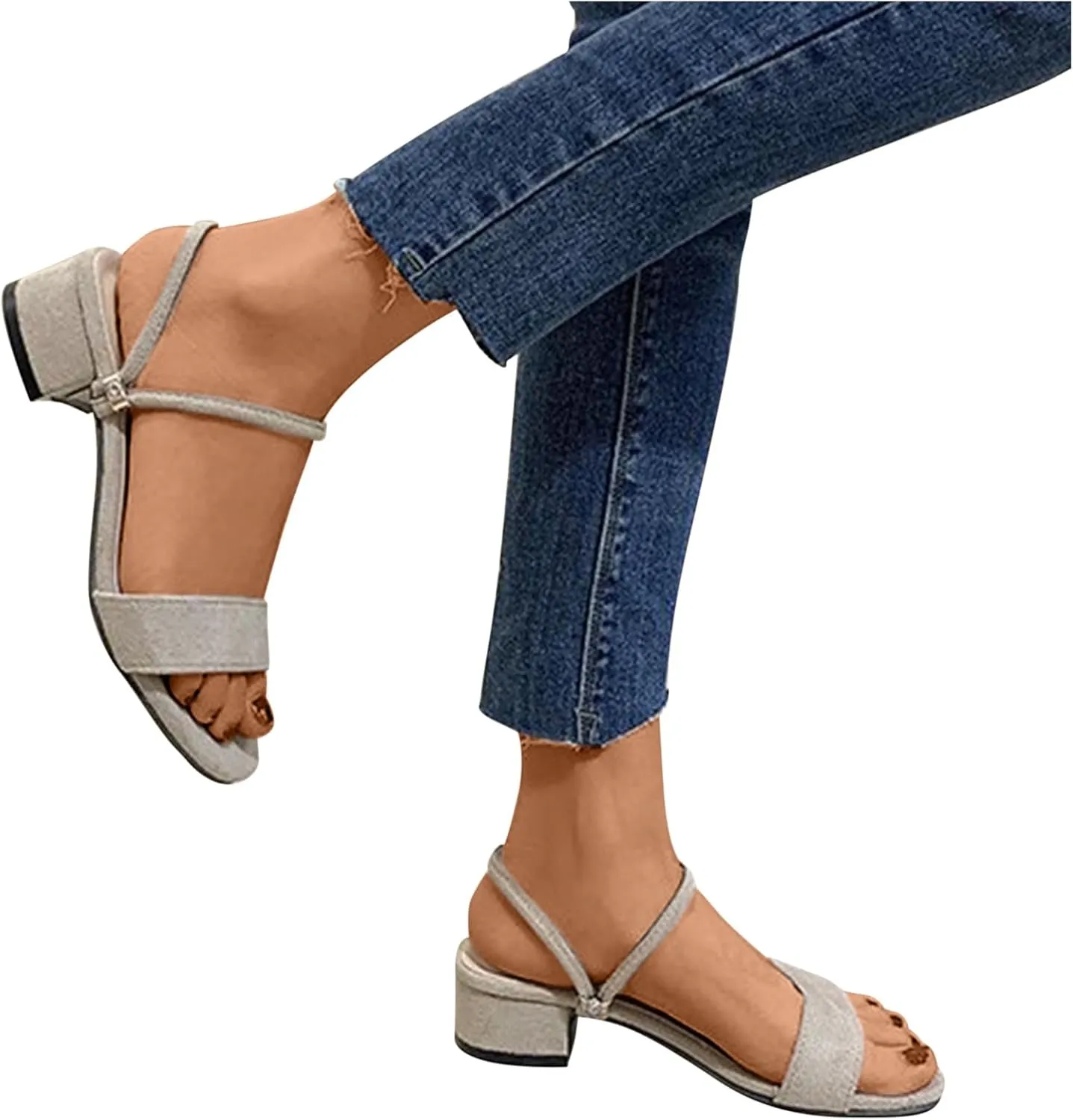 2025 Elegant Women's Low Block Heel Sandals Open Toe Sandal with Double Strap Adjustable Straps for Comfort