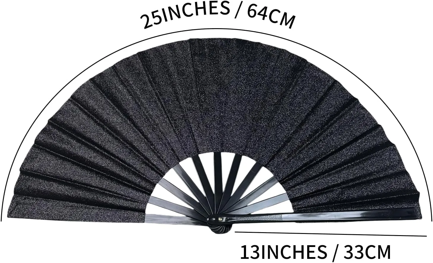 2025 New Large 13" Glitter Folding Popping Hand Fans, Clacker Fans That Make Sound, Line Dancing Fan, Craft Boots on the Ground Hand Fan, Ideal Gifts for Dance, Events and Party (5, BLACK)