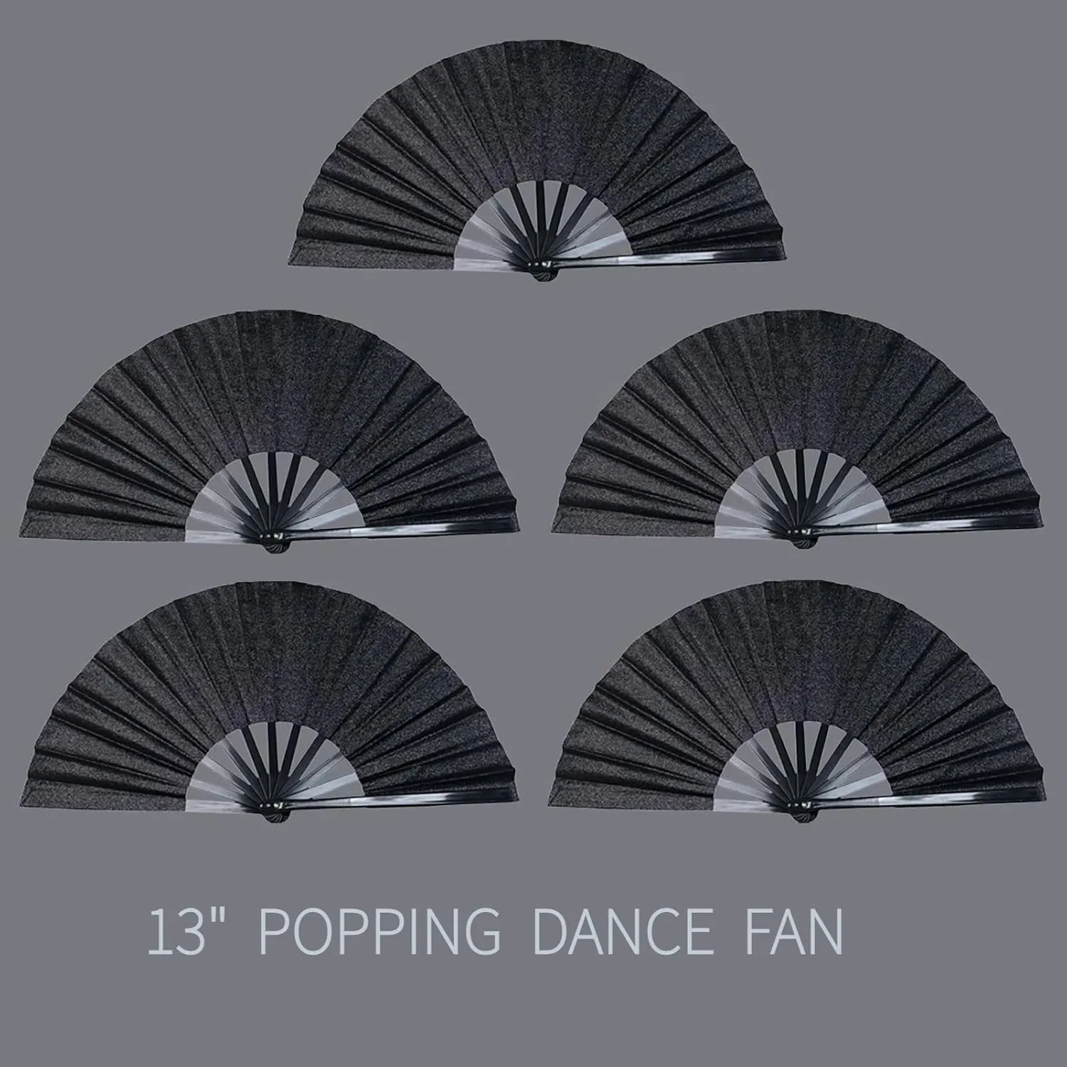 2025 New Large 13" Glitter Folding Popping Hand Fans, Clacker Fans That Make Sound, Line Dancing Fan, Craft Boots on the Ground Hand Fan, Ideal Gifts for Dance, Events and Party (5, BLACK)