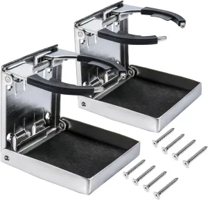 2PCS Boat Cup Holder,Stainless Steel Adjustable Holder for Cup Bottle Beverage,Folding Drink Holders for Marine Boat,Pontoon Boat,Truck,RV,Yacht