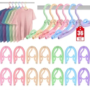 36 Pcs Foldable Travel Hangers - Cruise Ship Essentials Clothes Hangers Travel Accessories Clothes Drying Folding Rack Plastic Hangers Suitcase Camping RV(Multi)