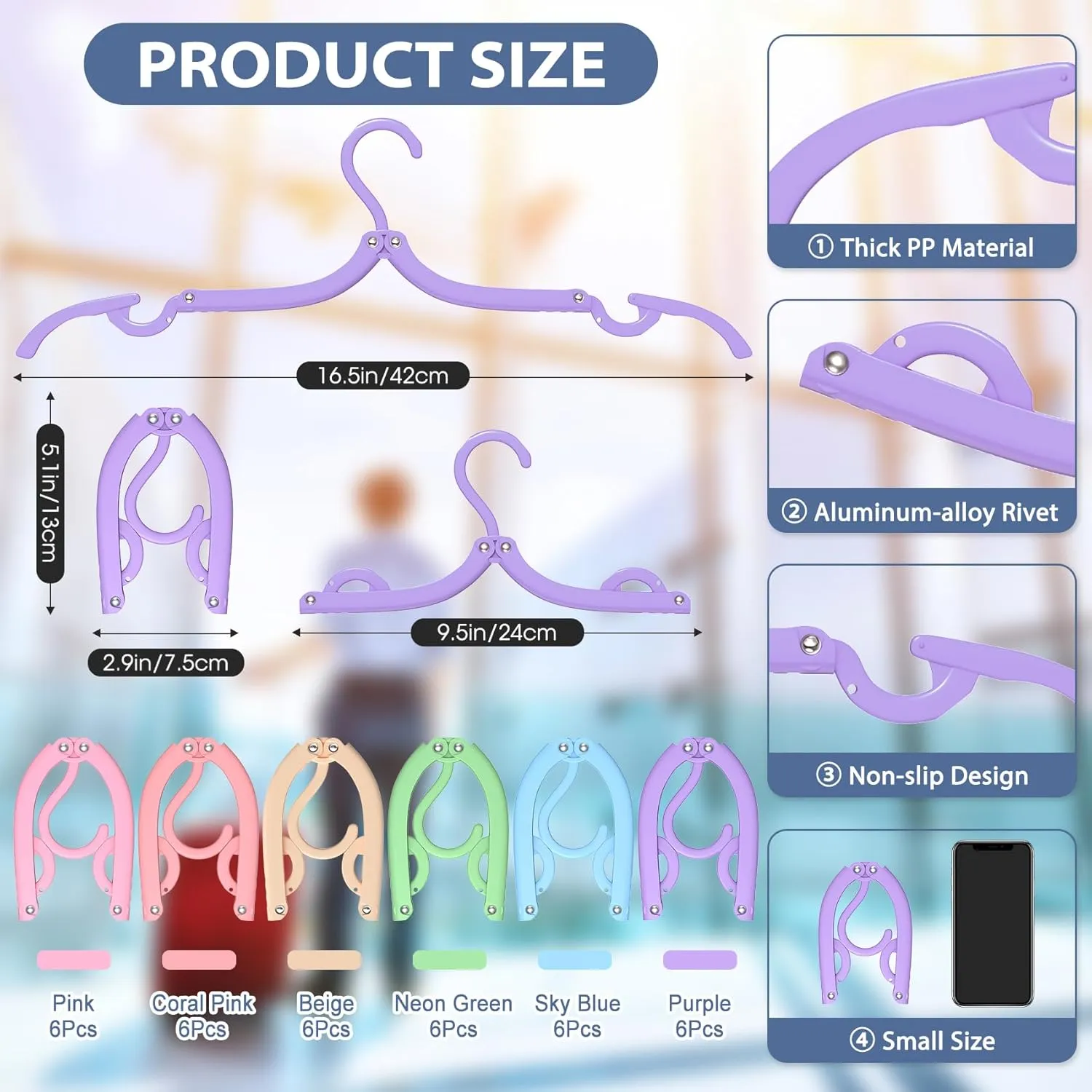 36 Pcs Foldable Travel Hangers - Cruise Ship Essentials Clothes Hangers Travel Accessories Clothes Drying Folding Rack Plastic Hangers Suitcase Camping RV(Multi)