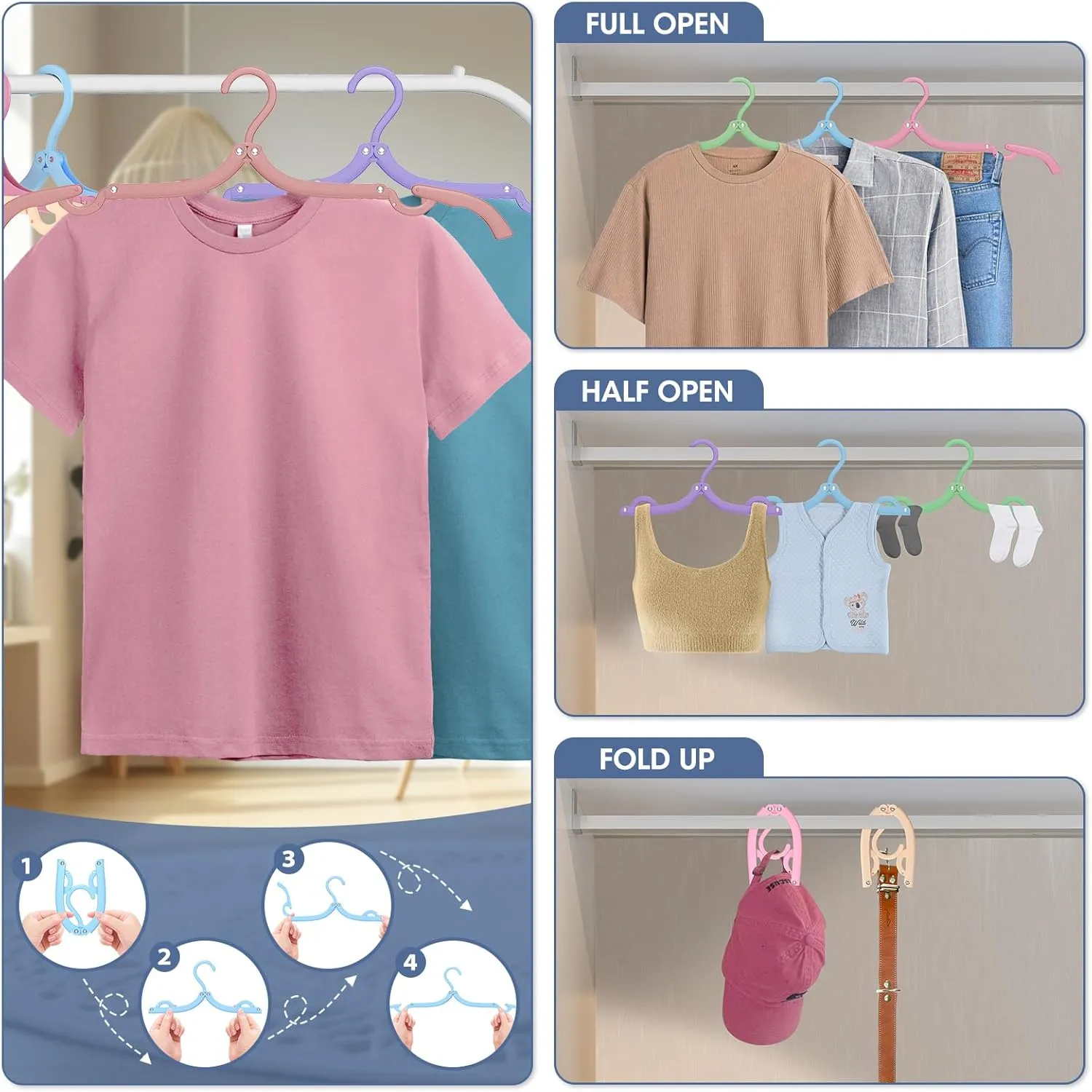 36 Pcs Foldable Travel Hangers - Cruise Ship Essentials Clothes Hangers Travel Accessories Clothes Drying Folding Rack Plastic Hangers Suitcase Camping RV(Multi)