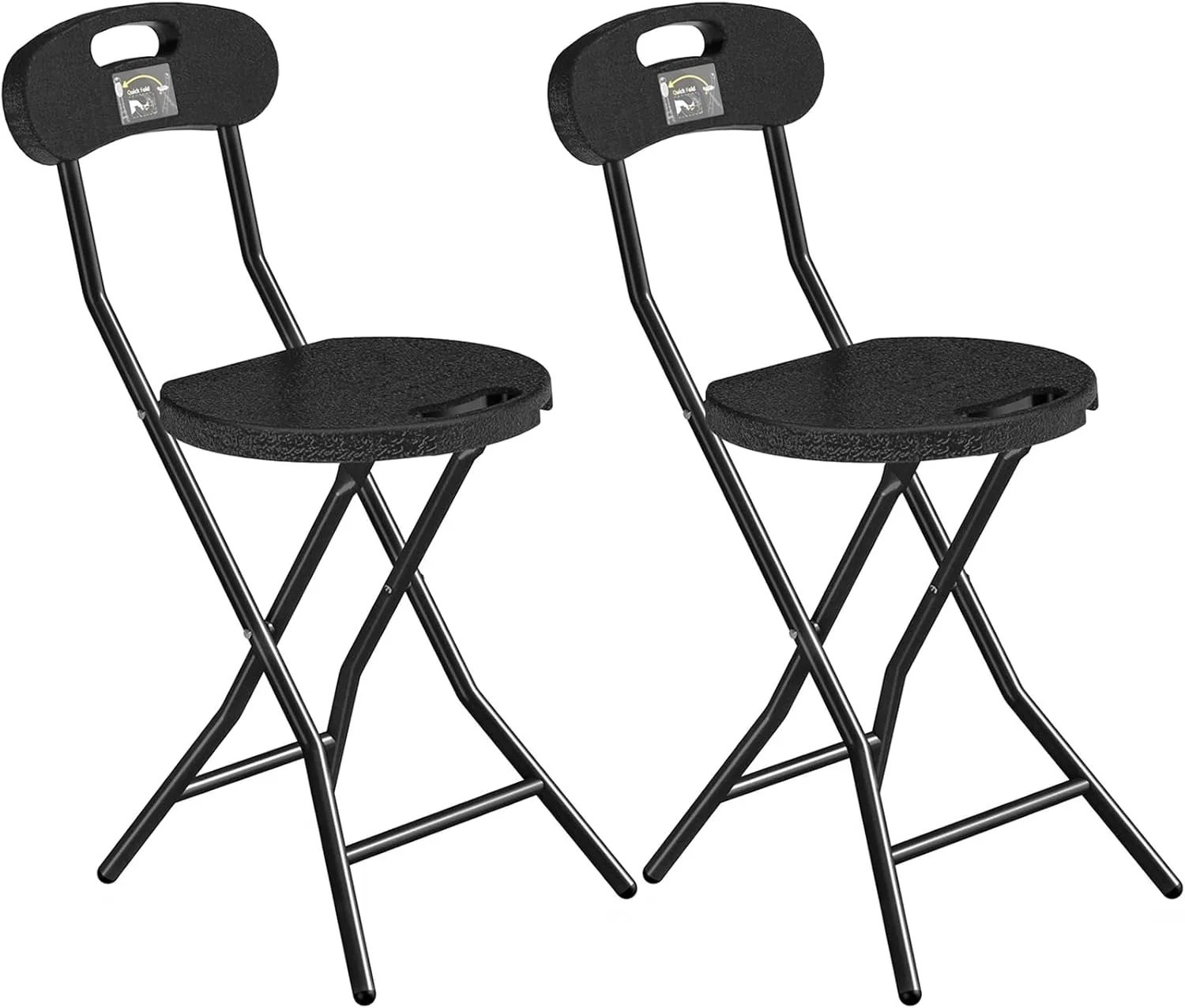 5Rcom Folding Stool, 2 Pack 18 inch Folding Bar Stool with Backrest and Handle, Foldable Stools for Adults Up to 350lbs, Collapsible Round Folding Counter Height Stool Chair for Camping Kitchen
