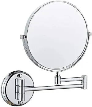 6-Inch Chrome Wall Mounted Makeup Mirror, Double-Sided with 1X/5X Magnification, Extendable & Swivel, Foldable Bathroom Shaving Mirror(Chrome,1X/5X)