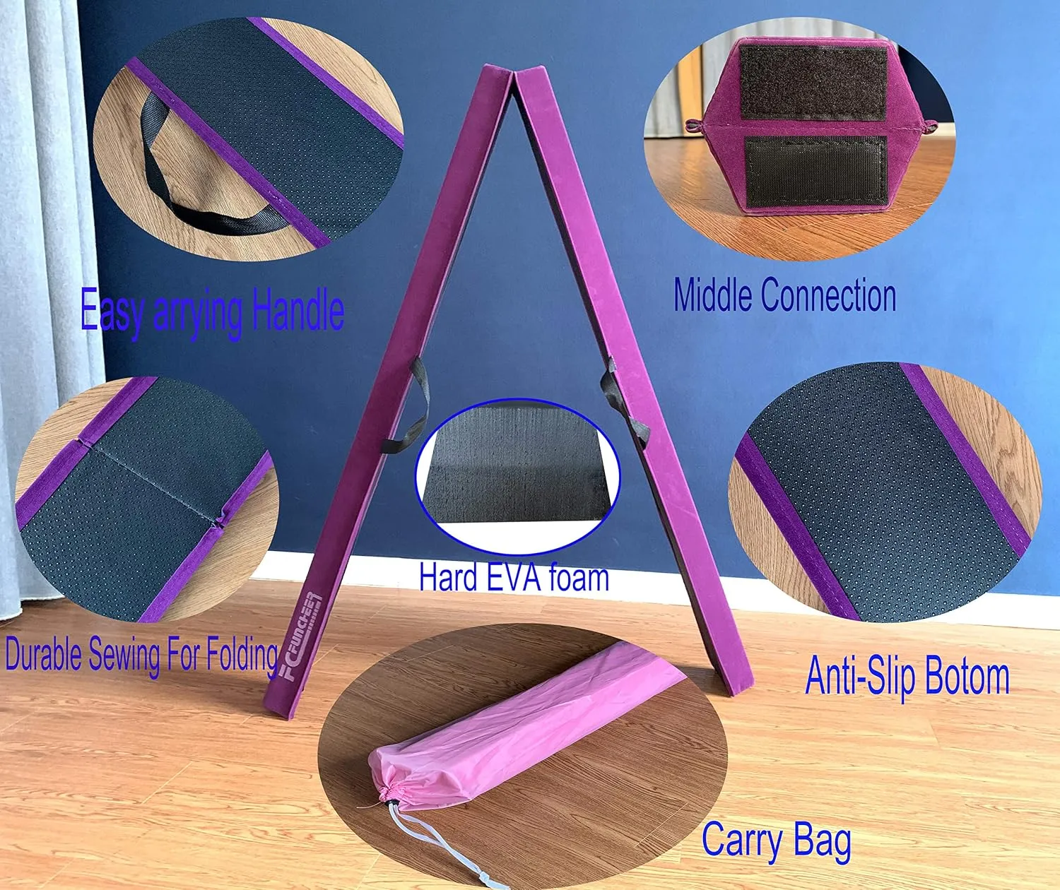6FT/9FT Folding Balance Beam for Kids ages 3-15- Foldable Gymnastics Floor Beam,Anti-Slip ,Carrying Bag, Faux Suede Covered,EVA foam,Gymnastics Equipment for Kids Training At Home,School,Gym Center