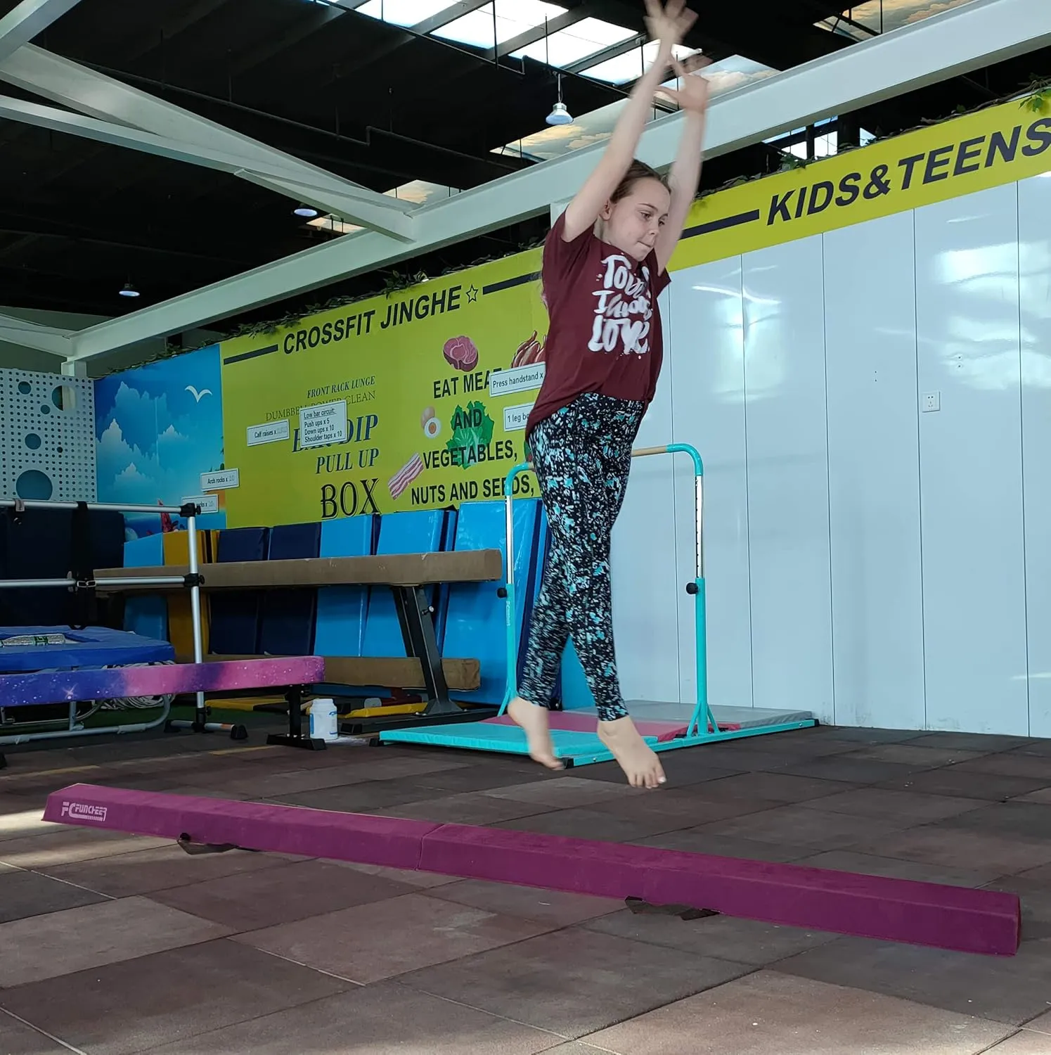 6FT/9FT Folding Balance Beam for Kids ages 3-15- Foldable Gymnastics Floor Beam,Anti-Slip ,Carrying Bag, Faux Suede Covered,EVA foam,Gymnastics Equipment for Kids Training At Home,School,Gym Center