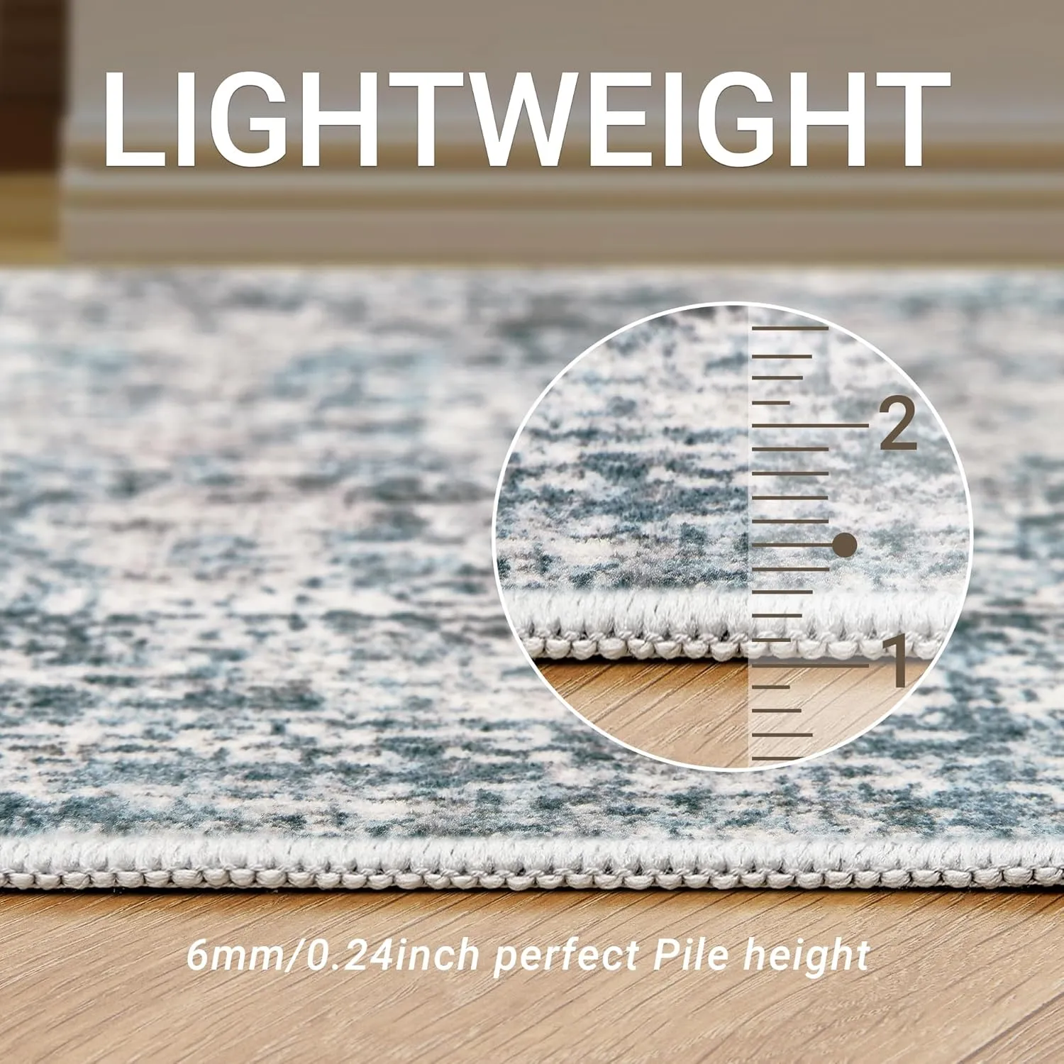 6x9 Washable Rug, Area Rugs Living Room Rug, Modern Abstract Area Rug for Bedroom Stain Resistant Non Slip,Foldable Soft Low Pile Carpet,Blue Gray