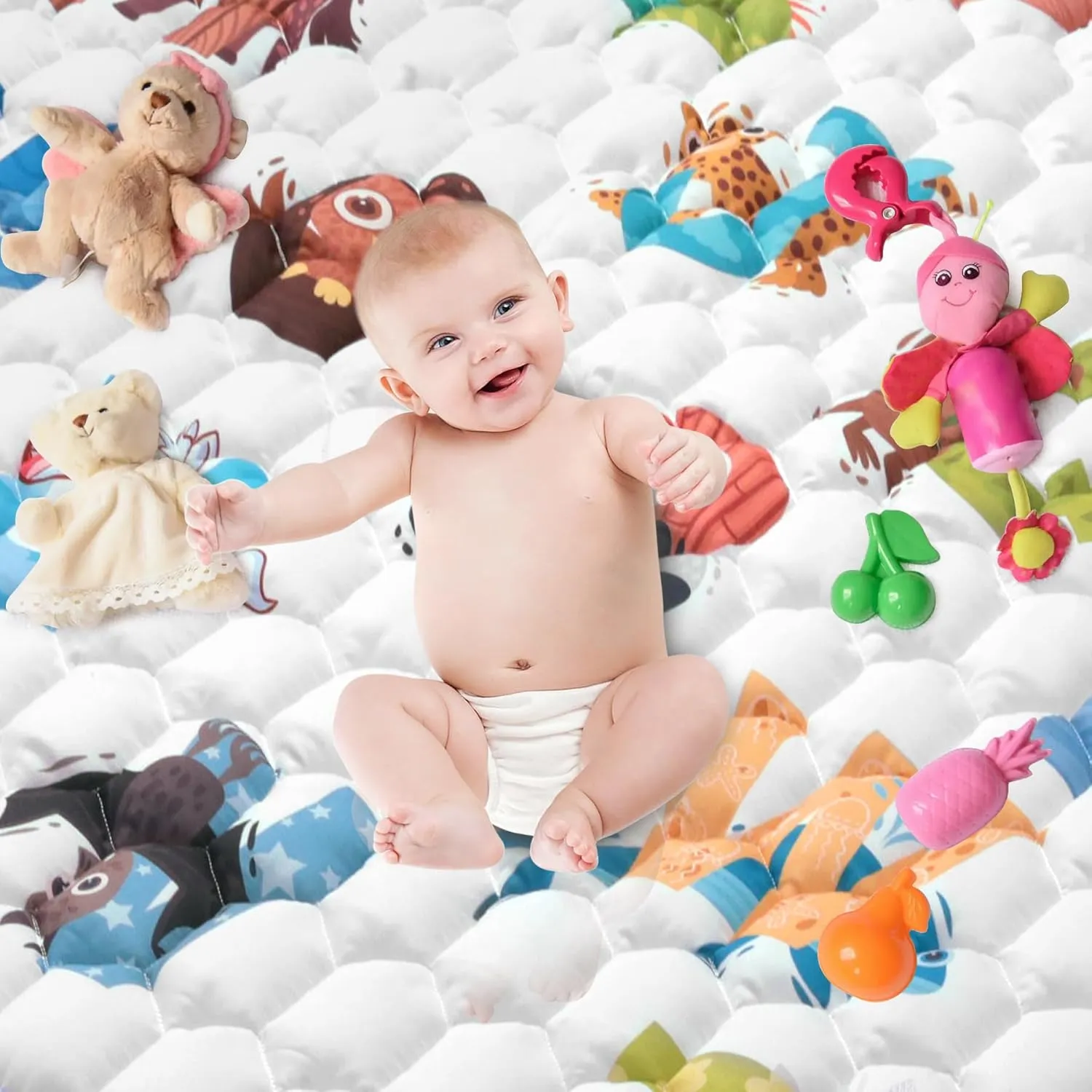 71"x59" Extra Large Baby Play Mat - Premium Thick, Non-Slip & Machine Washable Foam Floor Mat for Infants, Babies & Toddler. Fits Playpens,Spacious Crawling Space, Alphabet Design, Foldable & Odorless