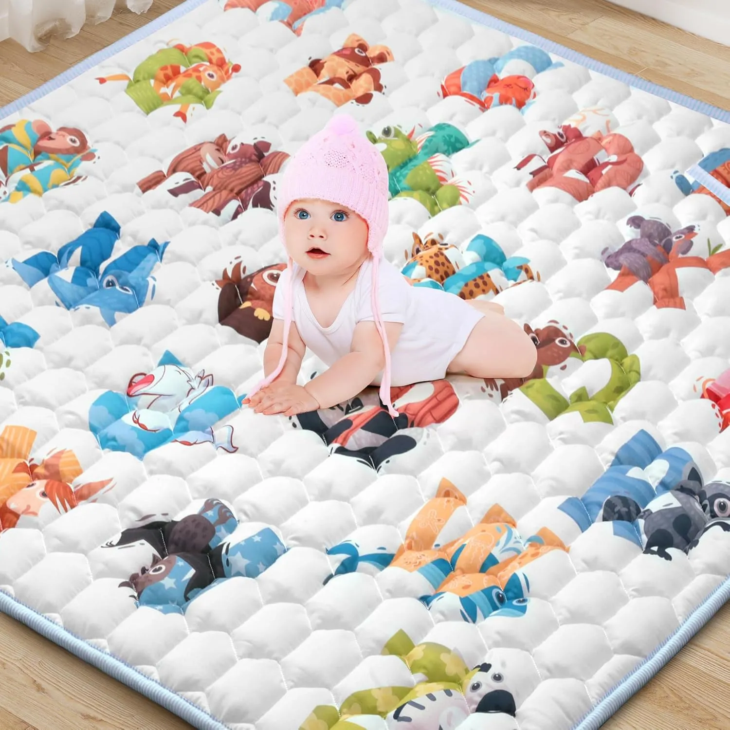 71"x59" Extra Large Baby Play Mat - Premium Thick, Non-Slip & Machine Washable Foam Floor Mat for Infants, Babies & Toddler. Fits Playpens,Spacious Crawling Space, Alphabet Design, Foldable & Odorless