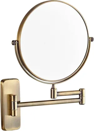 8 Inch Adjustable Wall Mounted Makeup Mirror, Double Sided Magnifying Vanity Mirror with 360° Swivel, 5X Magnification, Foldable(5X)