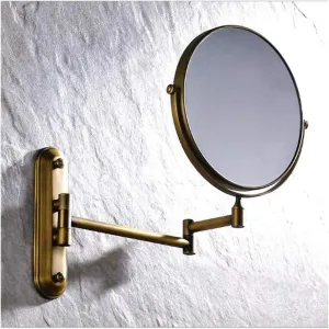 8 Inch Makeup Mirror 3X Magnifying Folding Vanity Mirror, Portable Illuminated Bathroom Shaving Mirror 360° Swivel for Bathroom, Bronze