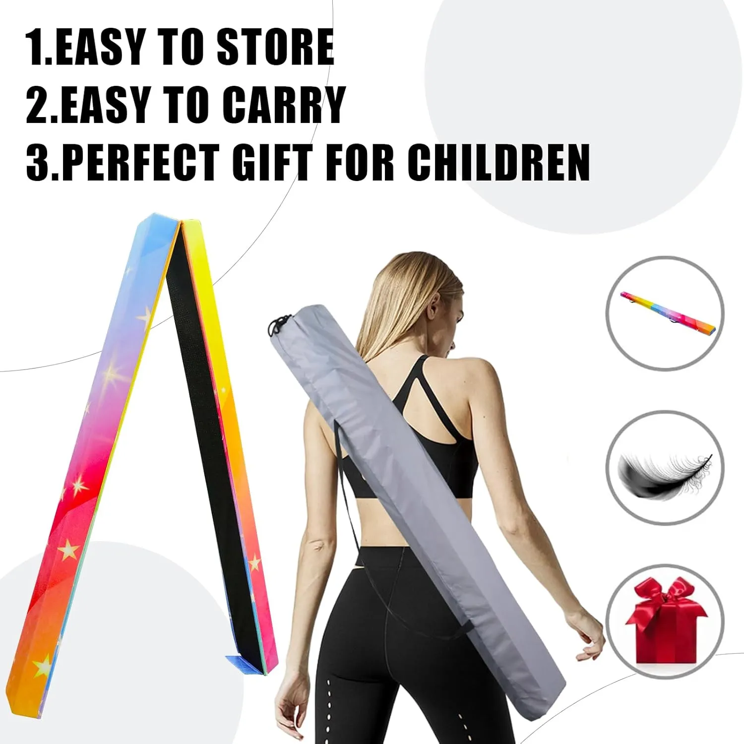 8FT/9FT/9.5FT/10FT Folding Balance Beam, Portable Gymnastics Beam Equipment with Non Slip Rubber Base & Suede Cover for Training/Practice/Professional Home Exercise
