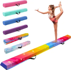 8FT/9FT/9.5FT/10FT Folding Balance Beam, Portable Gymnastics Beam Equipment with Non Slip Rubber Base & Suede Cover for Training/Practice/Professional Home Exercise