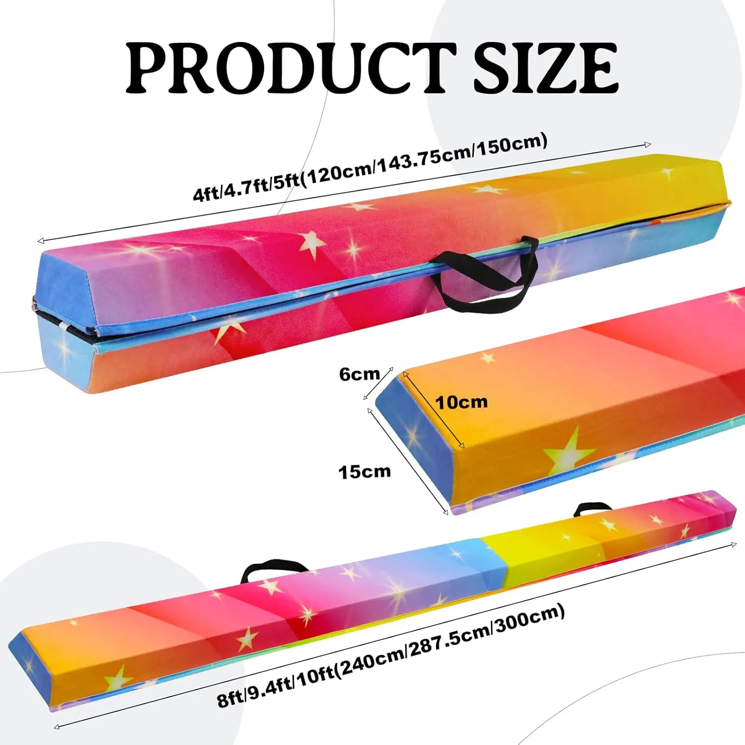 8FT/9FT/9.5FT/10FT Folding Balance Beam, Portable Gymnastics Beam Equipment with Non Slip Rubber Base & Suede Cover for Training/Practice/Professional Home Exercise