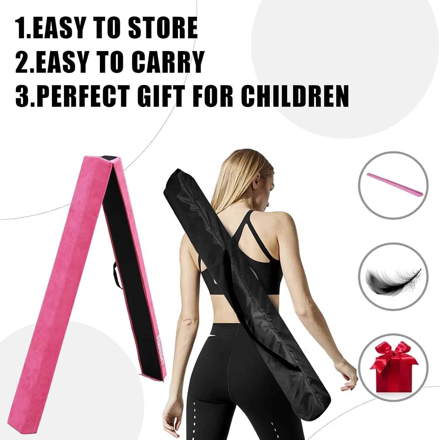 8FT/9FT/9.5FT/10FT Folding Balance Beam, Portable Gymnastics Beam Equipment with Non Slip Rubber Base & Suede Cover for Training/Practice/Professional Home Exercise