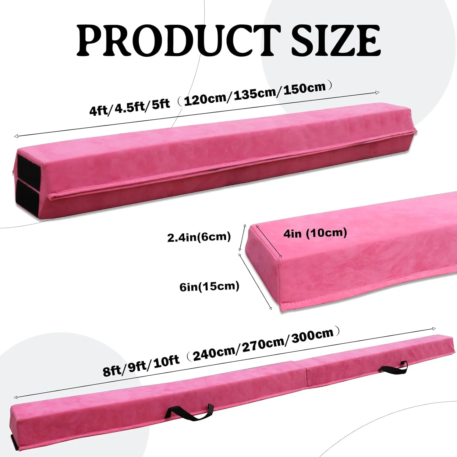 8FT/9FT/9.5FT/10FT Folding Balance Beam, Portable Gymnastics Beam Equipment with Non Slip Rubber Base & Suede Cover for Training/Practice/Professional Home Exercise