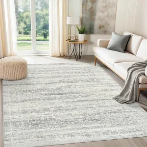 9x12 Rugs Brown Grey Area Rug Indoor Accent Rug Abstract Low Pile Carpet Distressed Throw Honeycomb Non-Slip Backing Soft Faux Wool Carpet Foldable for Living Room Bedroom(Beige/Grey, 9'x12')