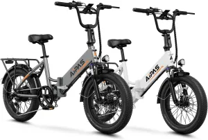 A2 Folding Electric Bike, 20'' Fat Tire Electric Bike with 750W Motor, 48V Removable Battery, 28MPH Max Speed, 62 Mile Range, Step-Through Frame and 7-Speed, 2PCS