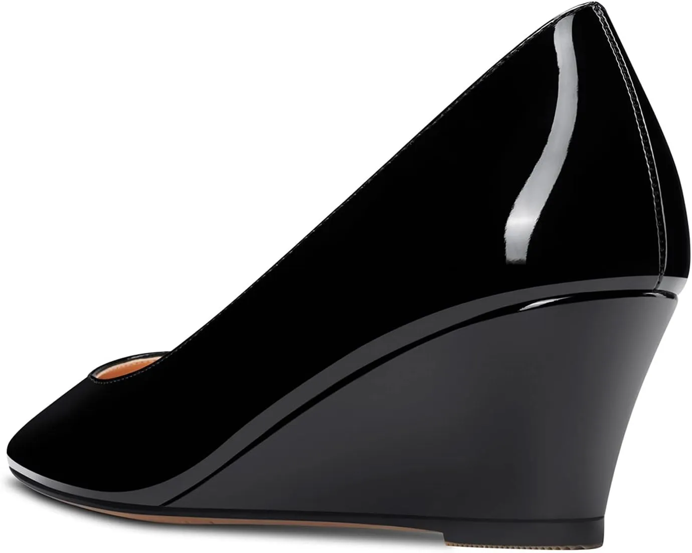 Aachcol Women Square Toe Pumps Wedge Mid Heel Slip-on Dress Shoes Office 2 Inch