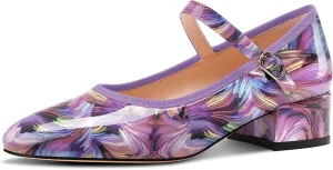 Aachcol Womens Mary Jane Shoes Round Toe Chunky Block Heel Mary Jane Pumps Office Low Heel Dress Shoes 2.0 Inches Heels