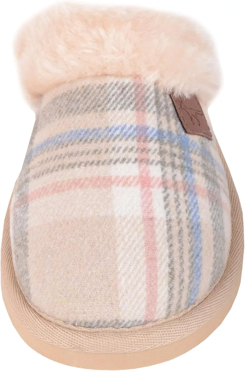 ABSOLUTE FOOTWEAR Womens Slip On Open Back Traditional Tartan Checked Faux Fur Winter Mule Slippers