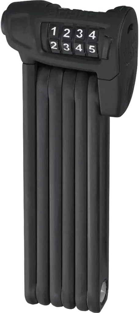 ABUS Bordo Combo Lite 6150/85 Folding Lock with Bag - Ultralight Combination Lock in Special Steel - Security Level Abus 6-85 cm - Black
