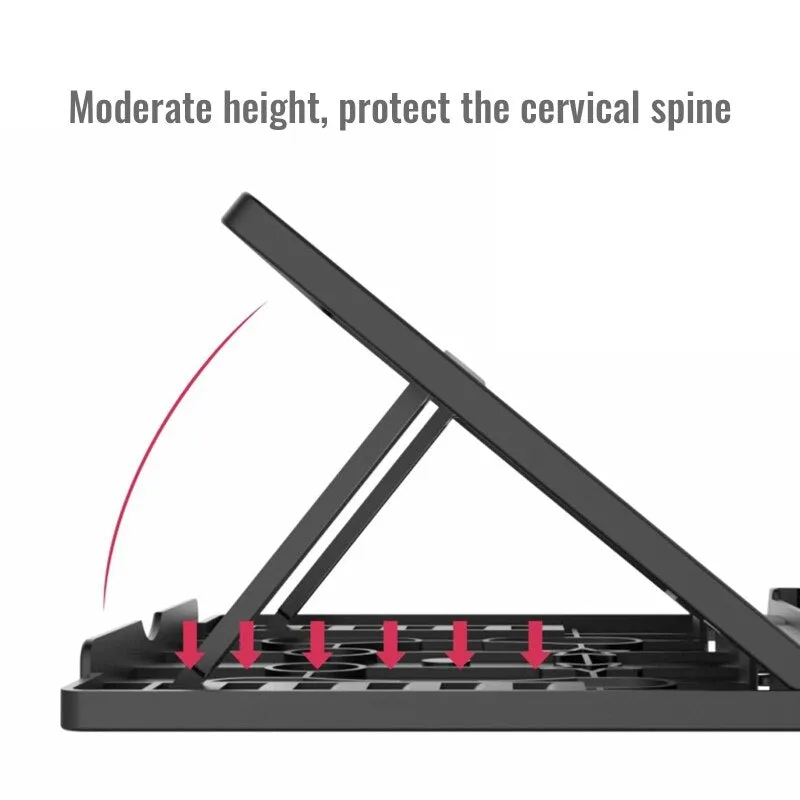Adjustable Foldable Laptop Stand Non-slip Desktop Laptop Holder Notebook Stand w/Phone Holder Bottom 360° Swivel Bracket D5QC