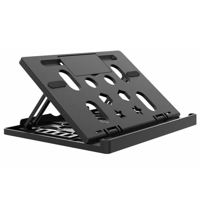 Adjustable Foldable Laptop Stand Non-slip Desktop Laptop Holder Notebook Stand w/Phone Holder Bottom 360° Swivel Bracket D5QC