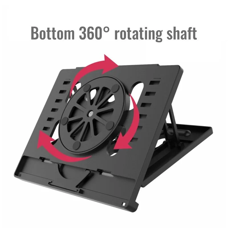 Adjustable Foldable Laptop Stand Non-slip Desktop Laptop Holder Notebook Stand w/Phone Holder Bottom 360° Swivel Bracket D5QC