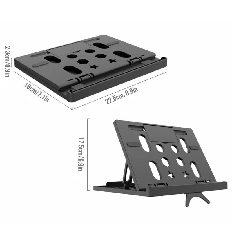 Adjustable Foldable Laptop Stand Non-slip Desktop Laptop Holder Notebook Stand w/Phone Holder Bottom 360° Swivel Bracket D5QC