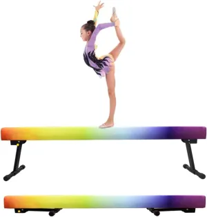 Adjustable&Foldable Gymnastics Balance Beam,6FT/8ft High-Low Level Floor Gymnastic Beam,No Tool Require, Gym Equipment for for Kids Children Girls Home Training