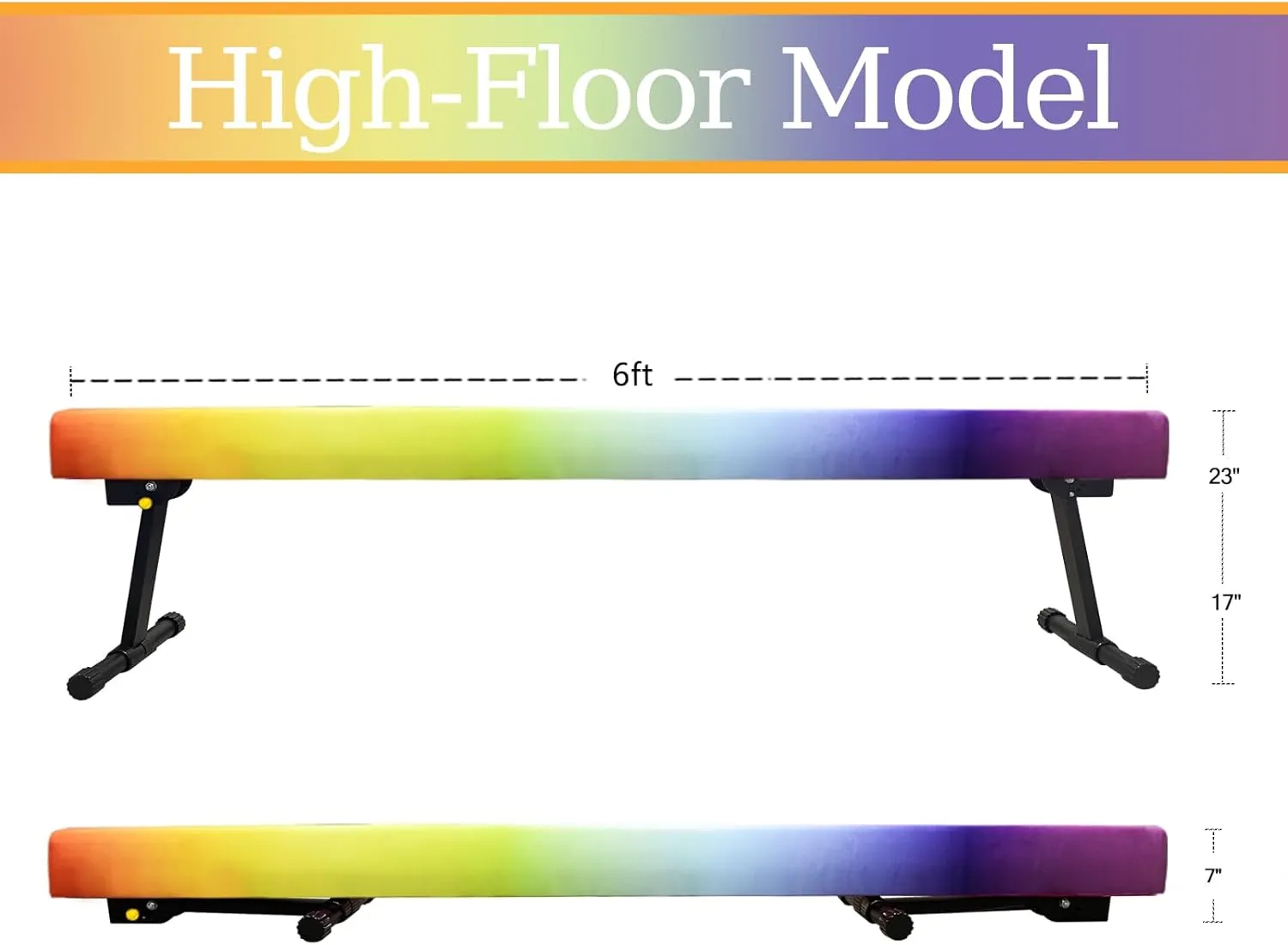 Adjustable&Foldable Gymnastics Balance Beam,6FT/8ft High-Low Level Floor Gymnastic Beam,No Tool Require, Gym Equipment for for Kids Children Girls Home Training