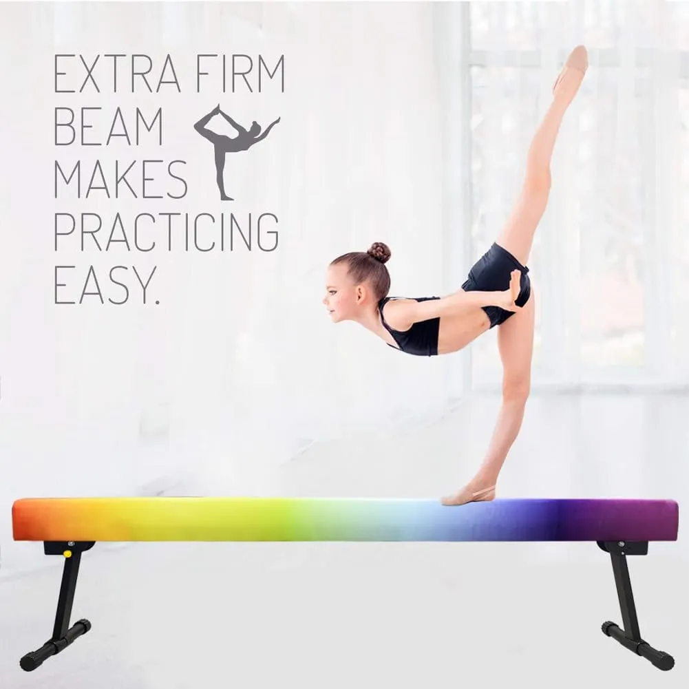 Adjustable&Foldable Gymnastics Balance Beam,6FT/8ft High-Low Level Floor Gymnastic Beam,No Tool Require, Gym Equipment for for Kids Children Girls Home Training