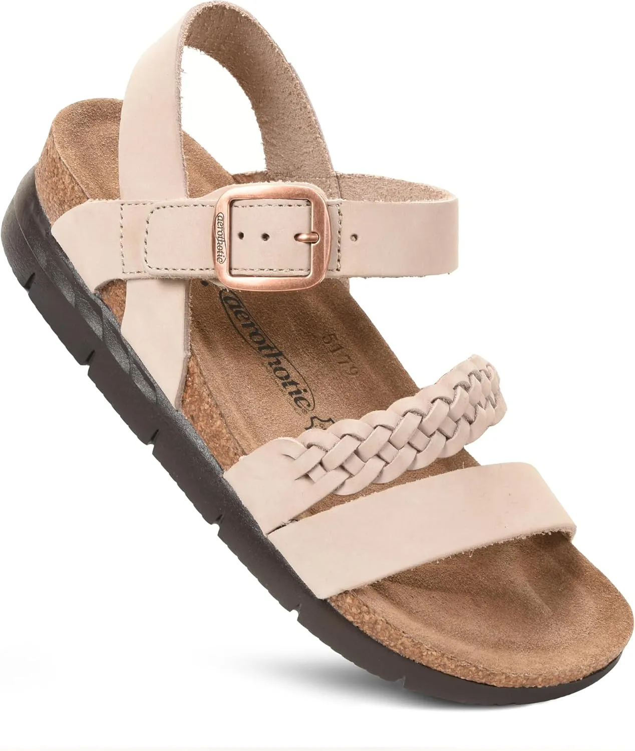 AEROTHOTIC Leather Platform Sandals with Arch Support Braided Straps Comfortable Wedge Sandals for Women Ideal for Walking Travel and Daily Use Slingback Slip-On
