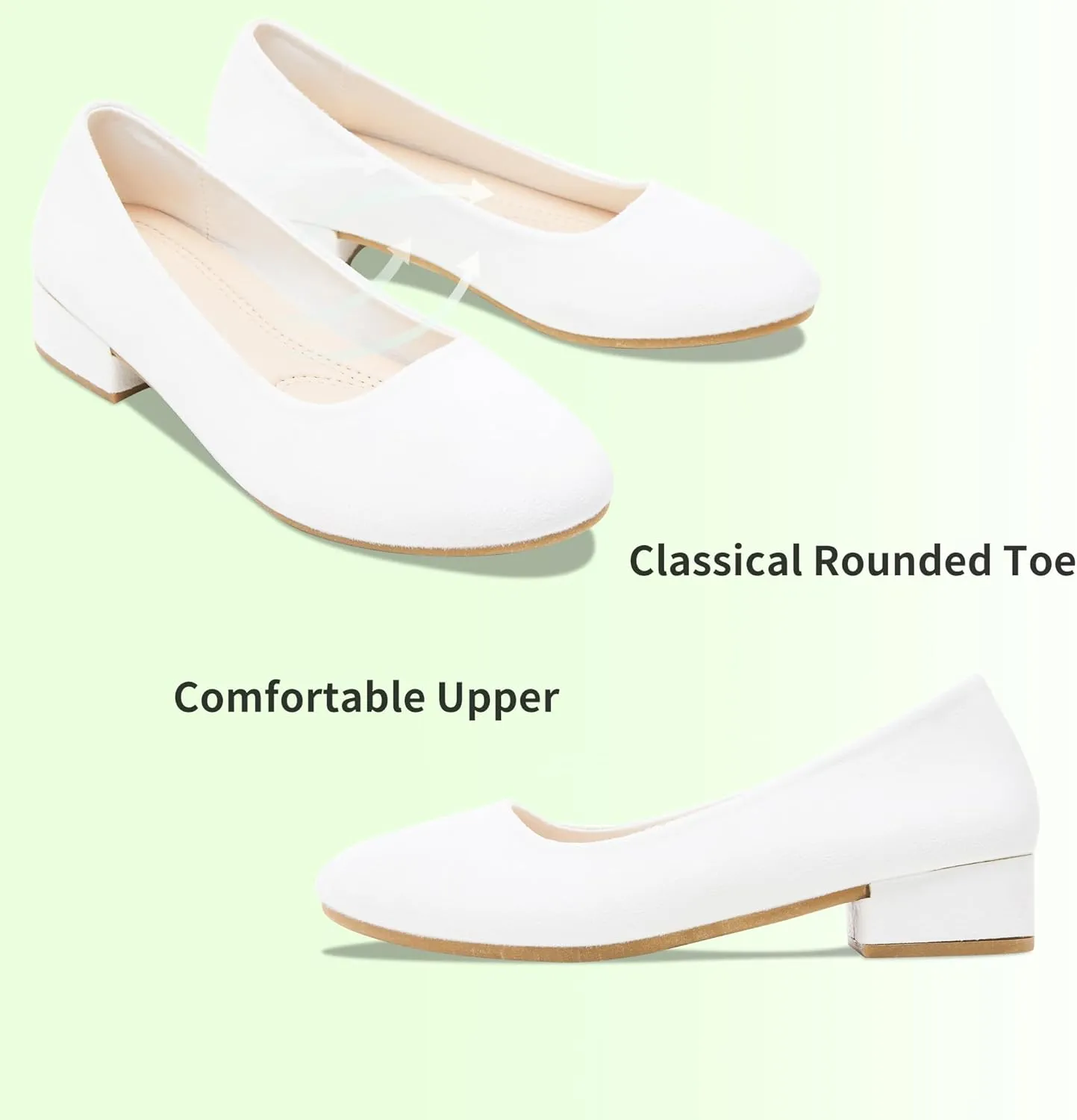 AISFAES Women Pumps Low Chunky Rounded Toe Heels Healed Dress Pumps Elegant Wedges Working Shoes