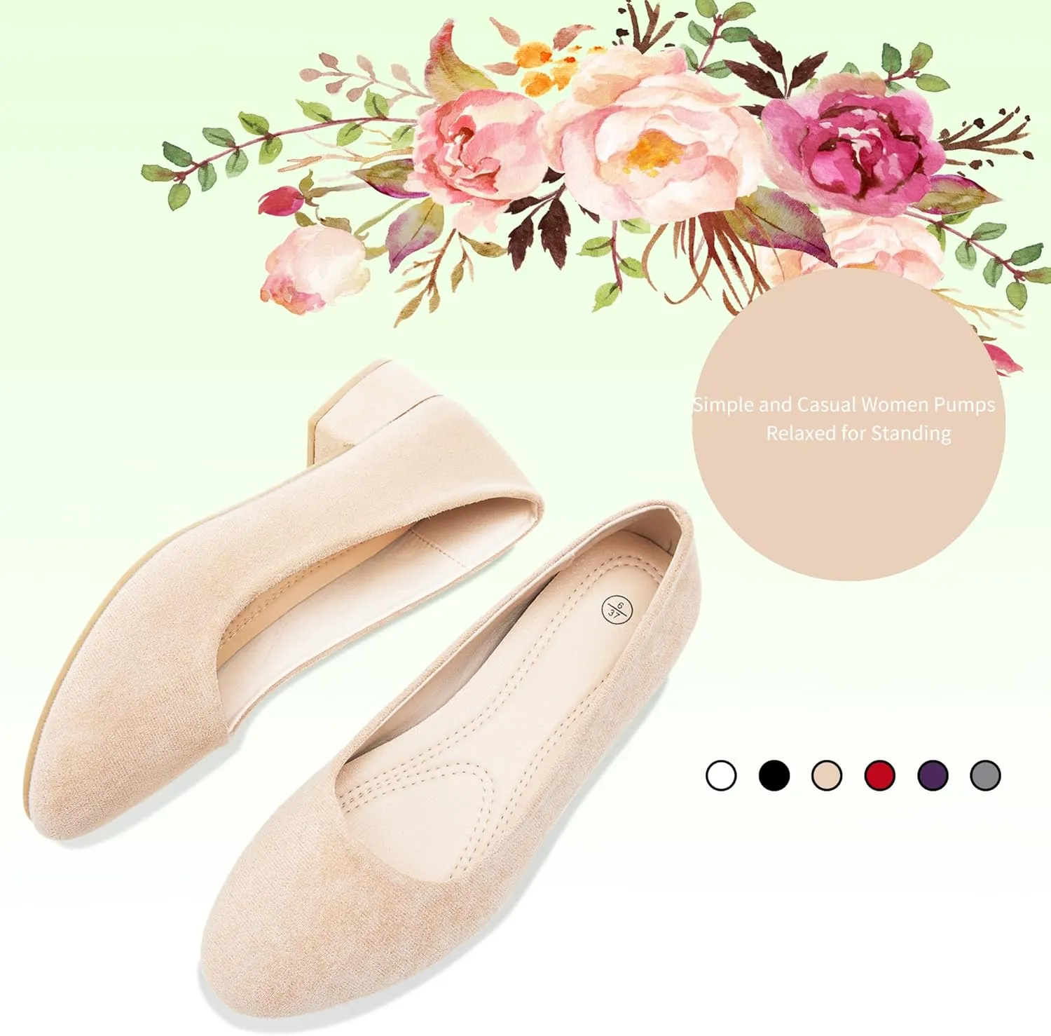 AISFAES Women Pumps Low Chunky Rounded Toe Heels Healed Dress Pumps Elegant Wedges Working Shoes