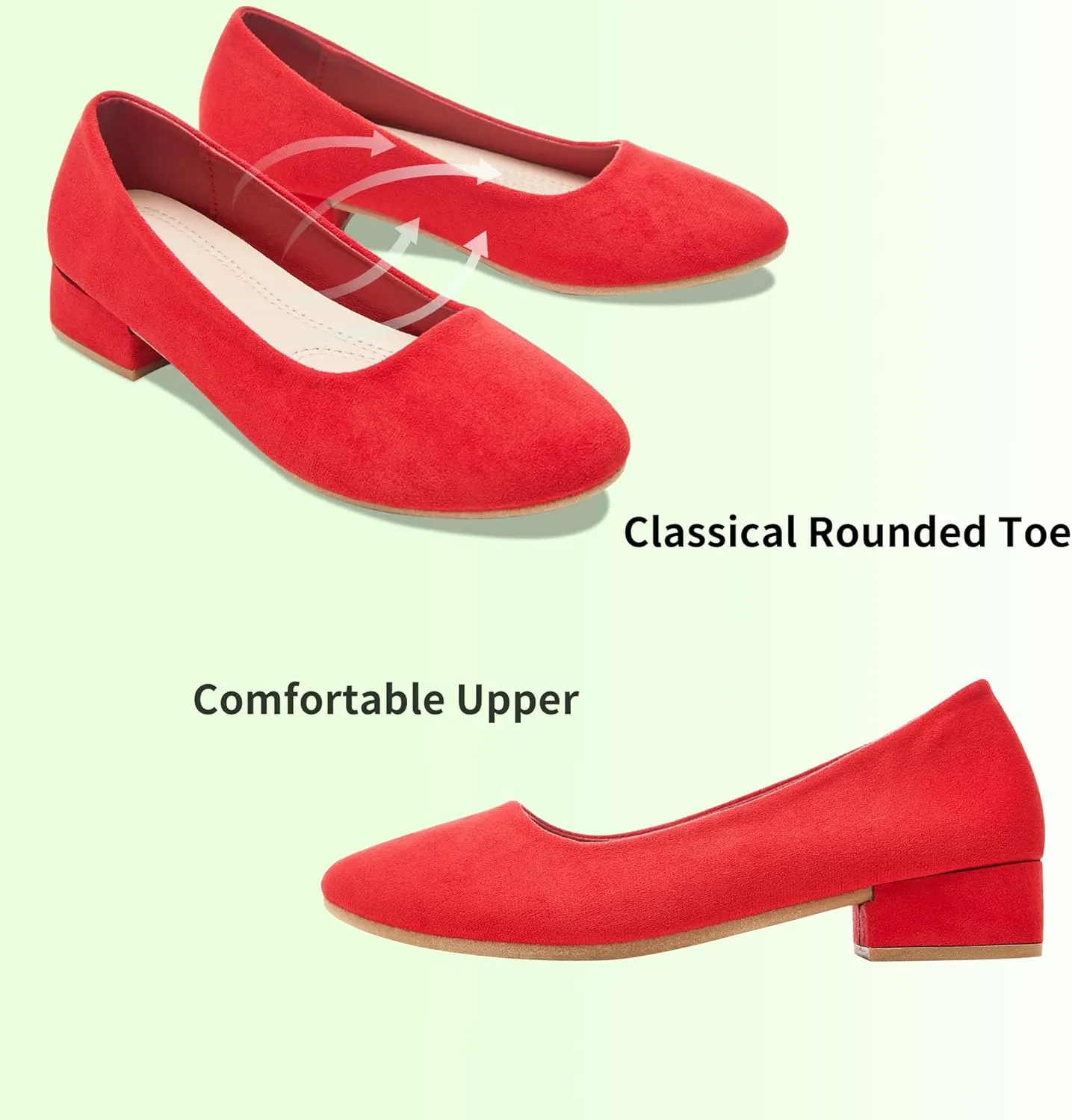 AISFAES Women Pumps Low Chunky Rounded Toe Heels Healed Dress Pumps Elegant Wedges Working Shoes