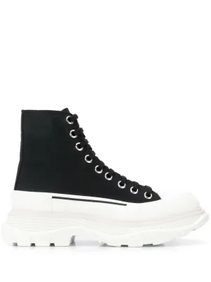 Alexander McQueen Black Platform Lace-Up Boots