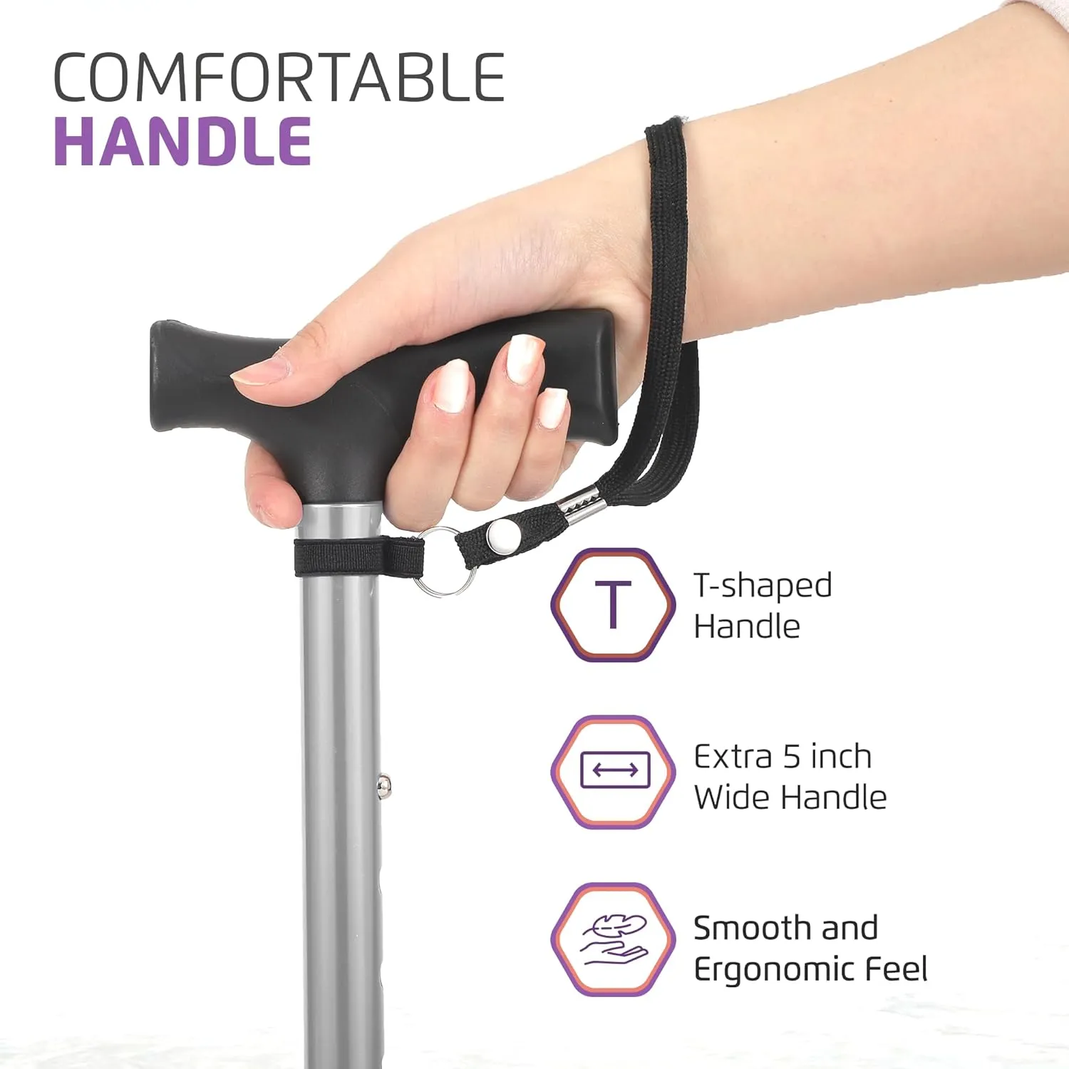 Allay Walking Cane for Men & Women - Foldable, Adjustable, Collapsible Walking Canes for Seniors Balance, Free Standing, Pivot Tip, Heavy Duty, with Travel Bag | Walking Sticks for Seniors & Adults
