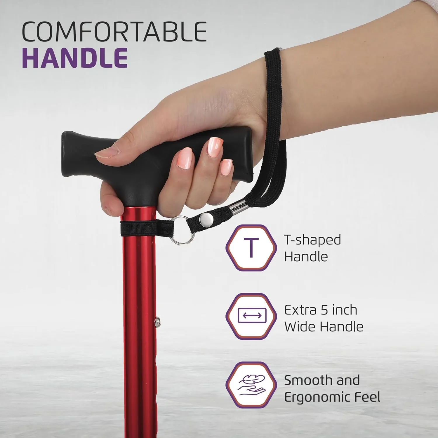 Allay Walking Cane for Men & Women - Foldable, Adjustable, Collapsible Walking Canes for Seniors Balance, Free Standing, Pivot Tip, Heavy Duty, with Travel Bag | Walking Sticks for Seniors & Adults