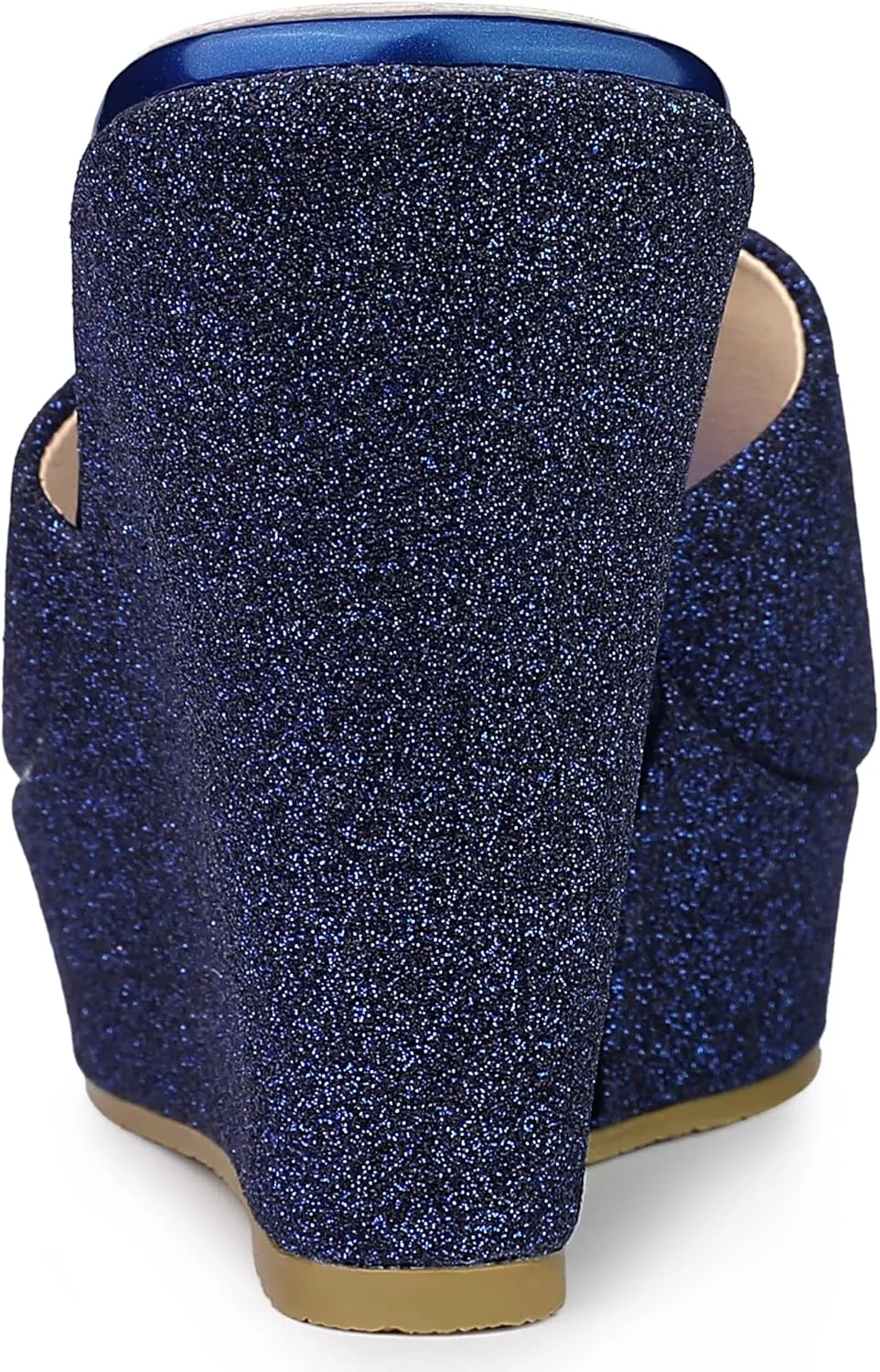 Allegra K Women's Glitter Platform Slip on Wedge Heels Sandals