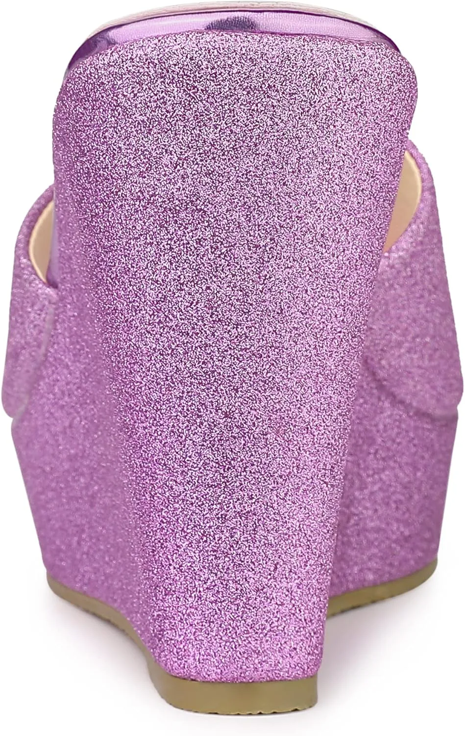 Allegra K Women's Glitter Platform Slip on Wedge Heels Sandals