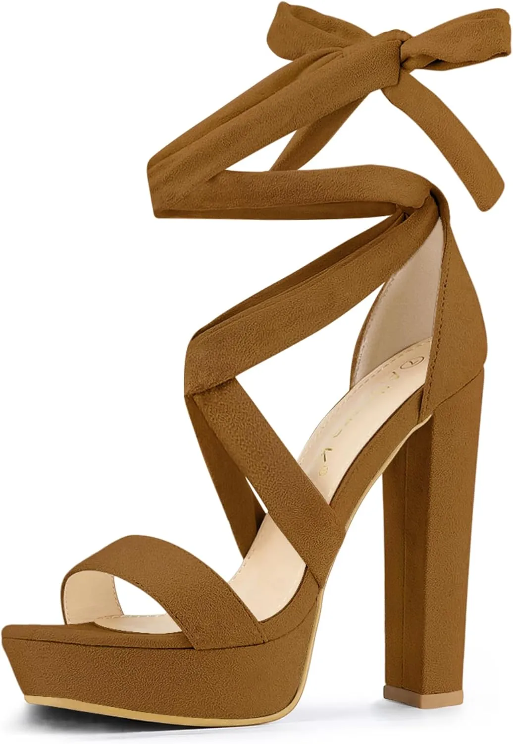 Allegra K Women's Lace Up Platform Block Heel Sandals