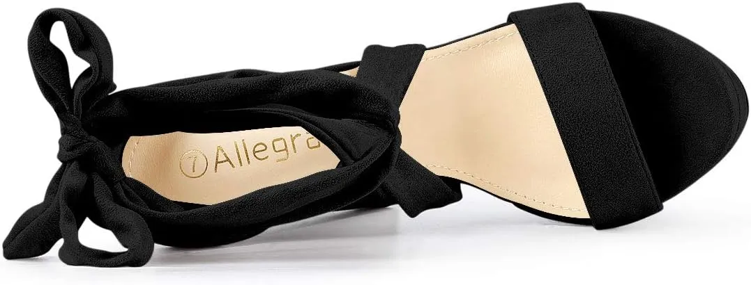 Allegra K Women's Lace Up Platform Block Heel Sandals