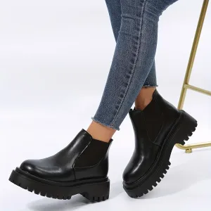 Alma Chunky Platform Chelsea Boot With Back Zipper