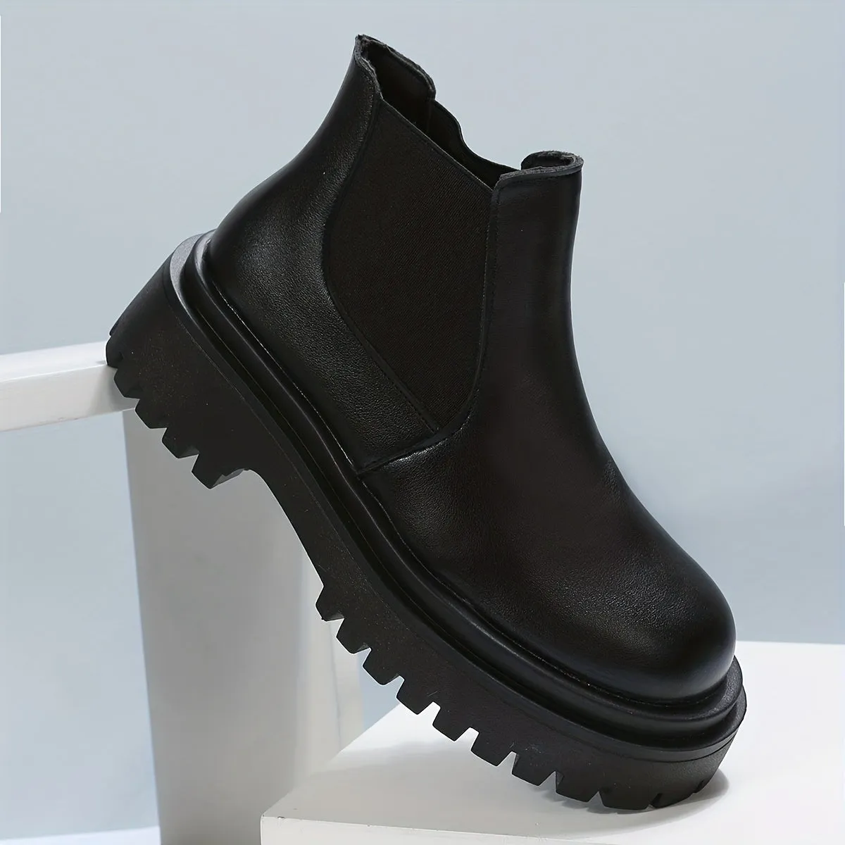 Alma Chunky Platform Chelsea Boot With Back Zipper